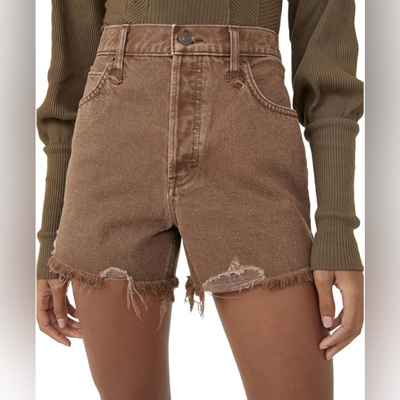 Free People Pants - We The Free by Free People Brown Makai Cutoff High Rise Jeans Shorts sz 28